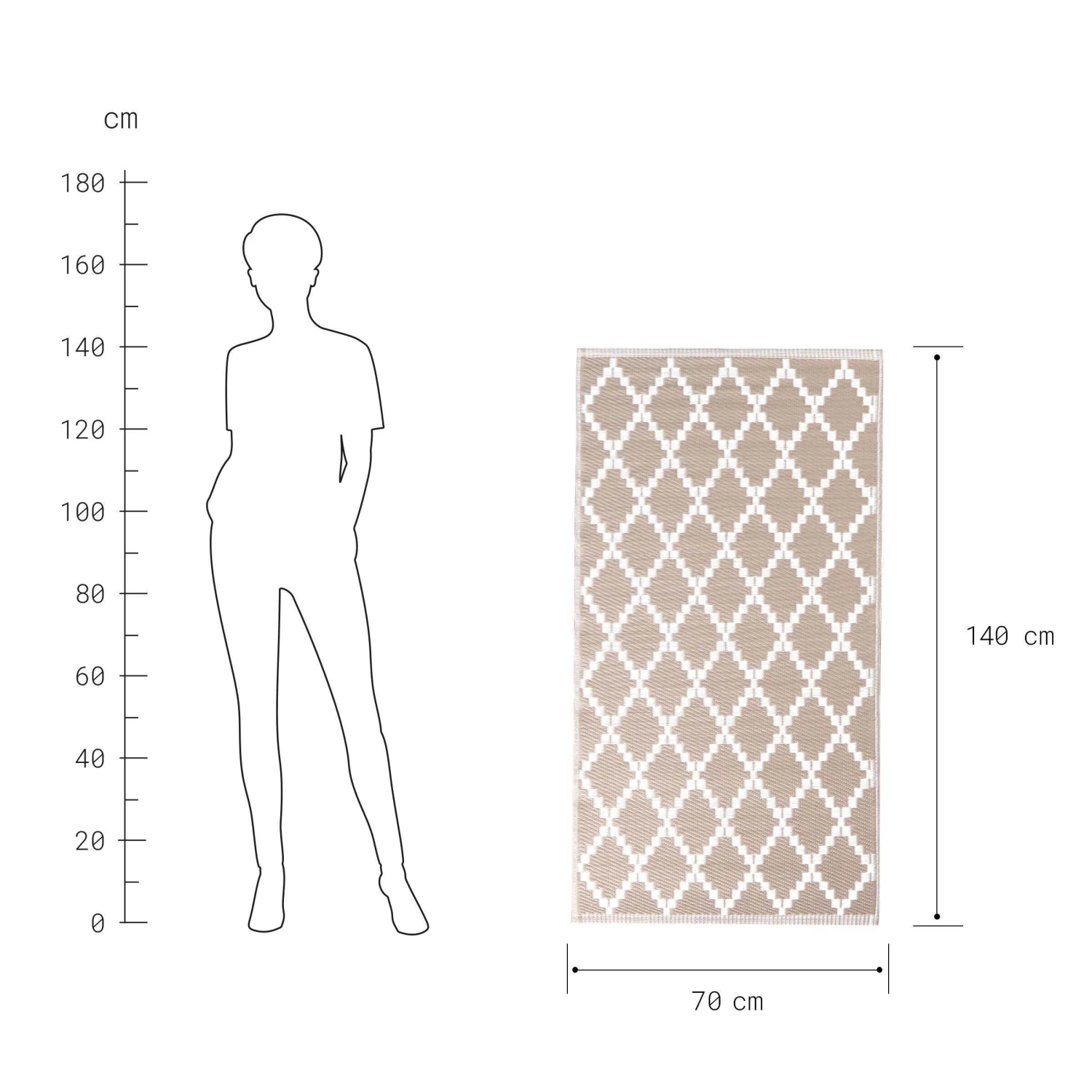 In- & Outdoor-Teppich Rauten L 140 X B 70cm COLOUR CLASH In Natur 5 In- & Outdoor-Teppich Rauten L 140 X B 70cm COLOUR CLASH In Natur – Bild 3