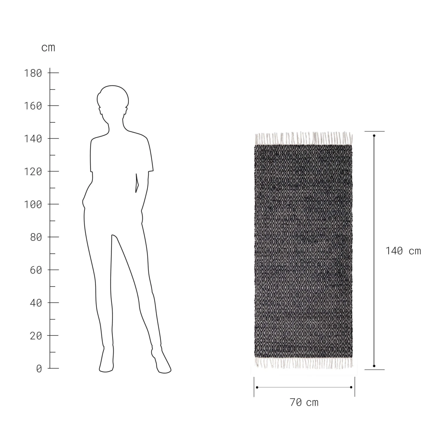 Läufer Rauten L 140 X B 70cm ETHNO LODGE In Schwarz-Natur 5 Läufer Rauten L 140 X B 70cm ETHNO LODGE In Schwarz-Natur – Bild 3