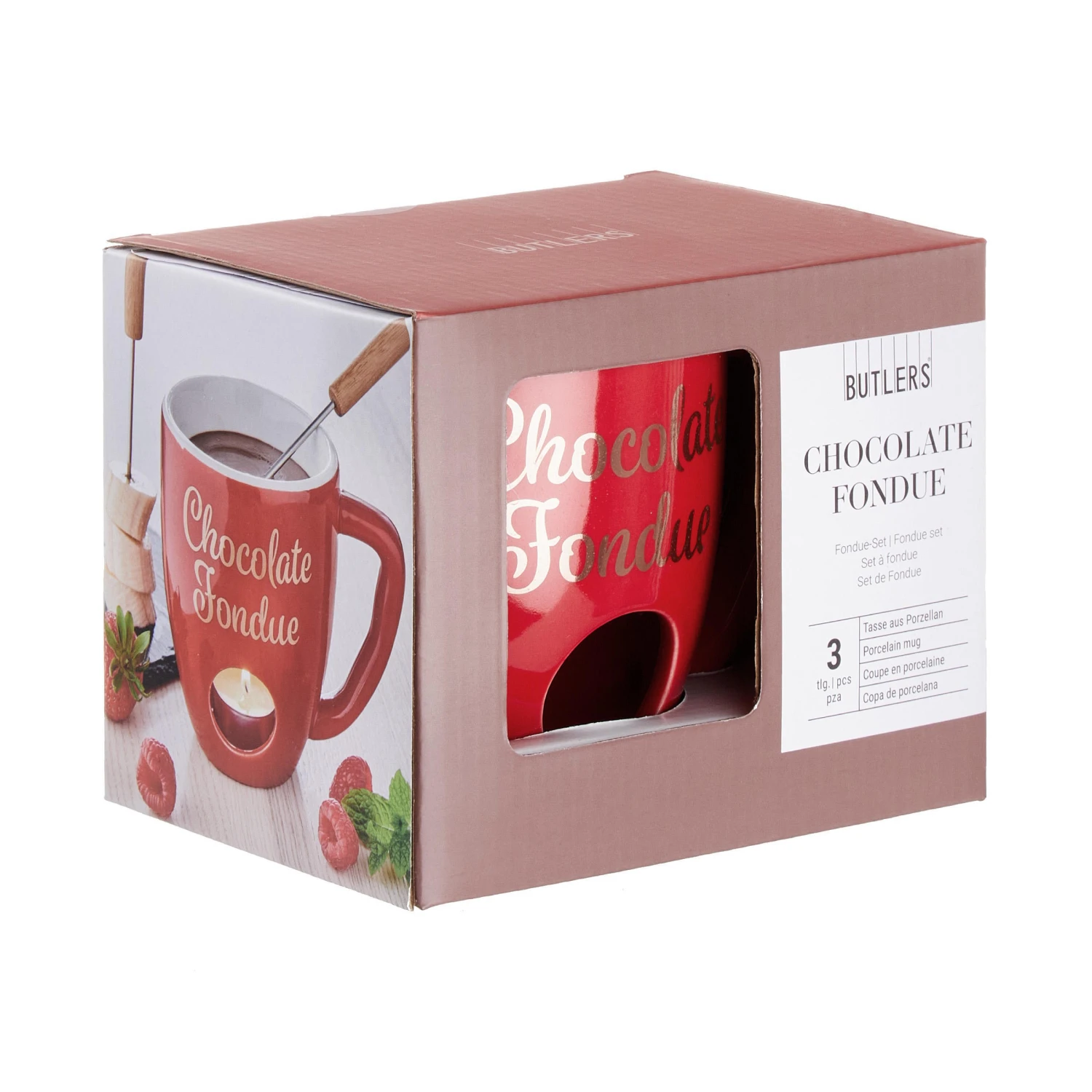 Tasse Mit 2 Gabeln CHOCOLATE FONDUE In Rot 5 Tasse Mit 2 Gabeln CHOCOLATE FONDUE In Rot – Bild 3