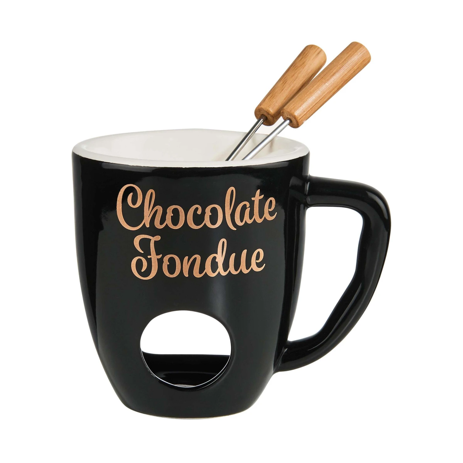 Tasse Mit 2 Gabeln CHOCOLATE FONDUE In Schwarz 3 Tasse Mit 2 Gabeln CHOCOLATE FONDUE In Schwarz