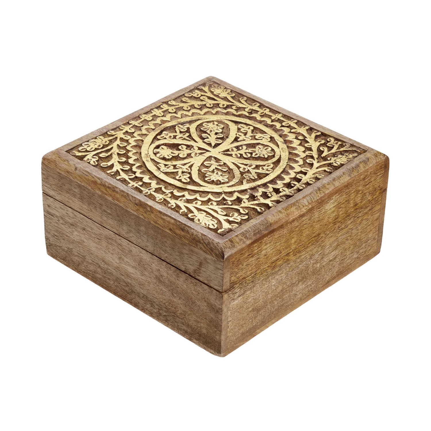 Truhe Mit Schnitzerei L 17 X B 17cm TREASURE In Hellbraun-Gold 3 Truhe Mit Schnitzerei L 17 X B 17cm TREASURE In Hellbraun-Gold