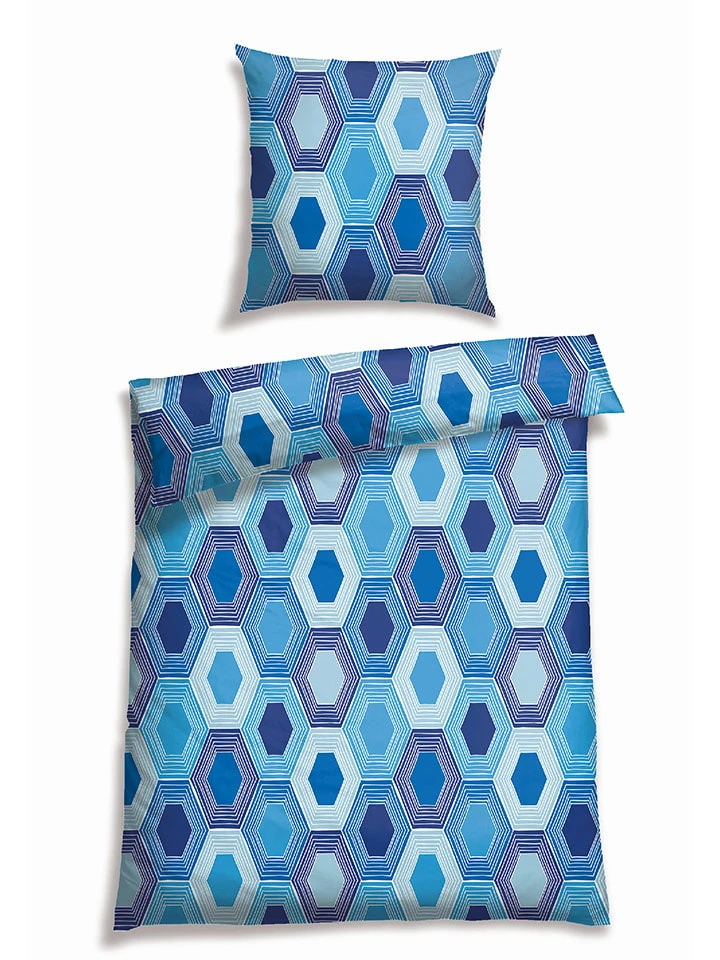 Schiesser Renforcé-Bettwäsche-Set "Josa" In Blau 3 Schiesser Renforcé-Bettwäsche-Set "Josa" In Blau