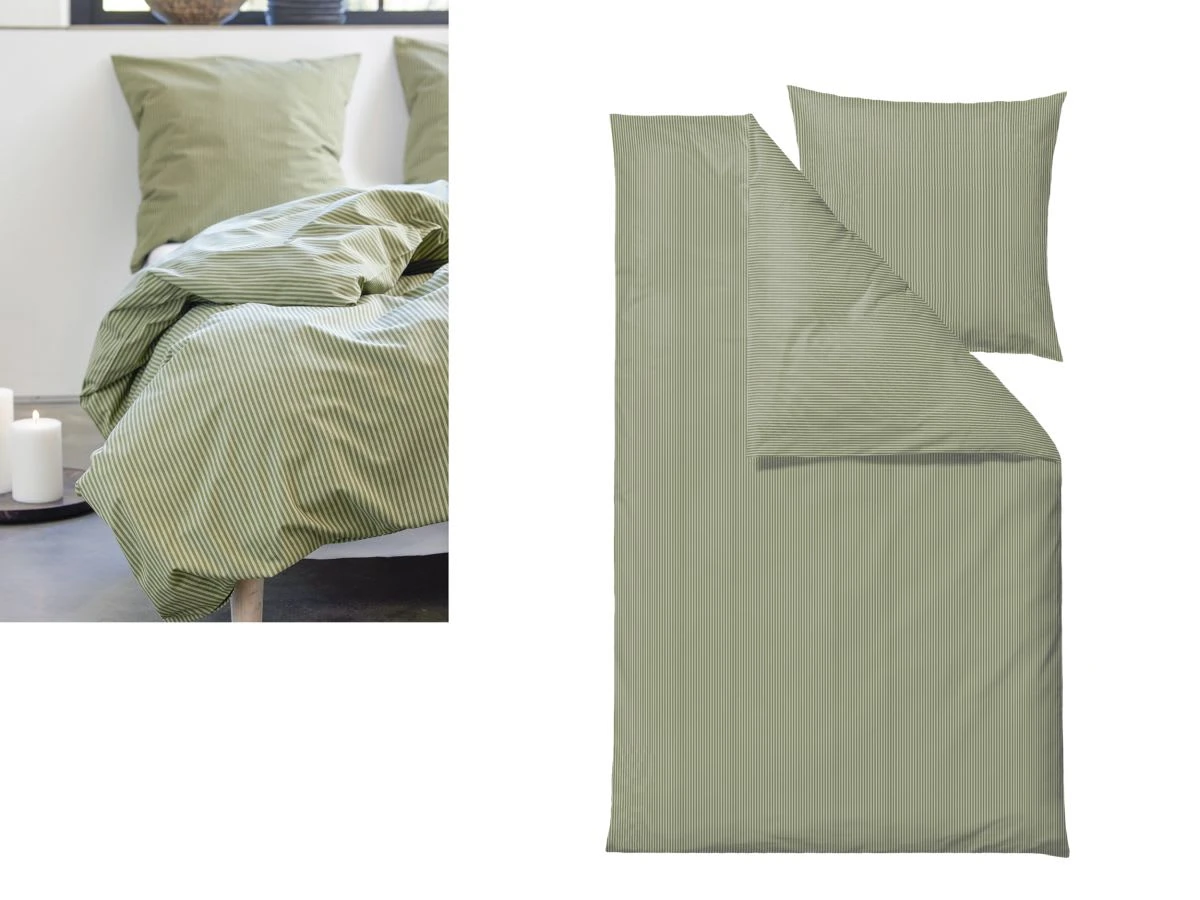 Bettwäsche Classic Stripe 135x200cm In Olive 4 Bettwäsche Classic Stripe 135x200cm In Olive – Bild 2